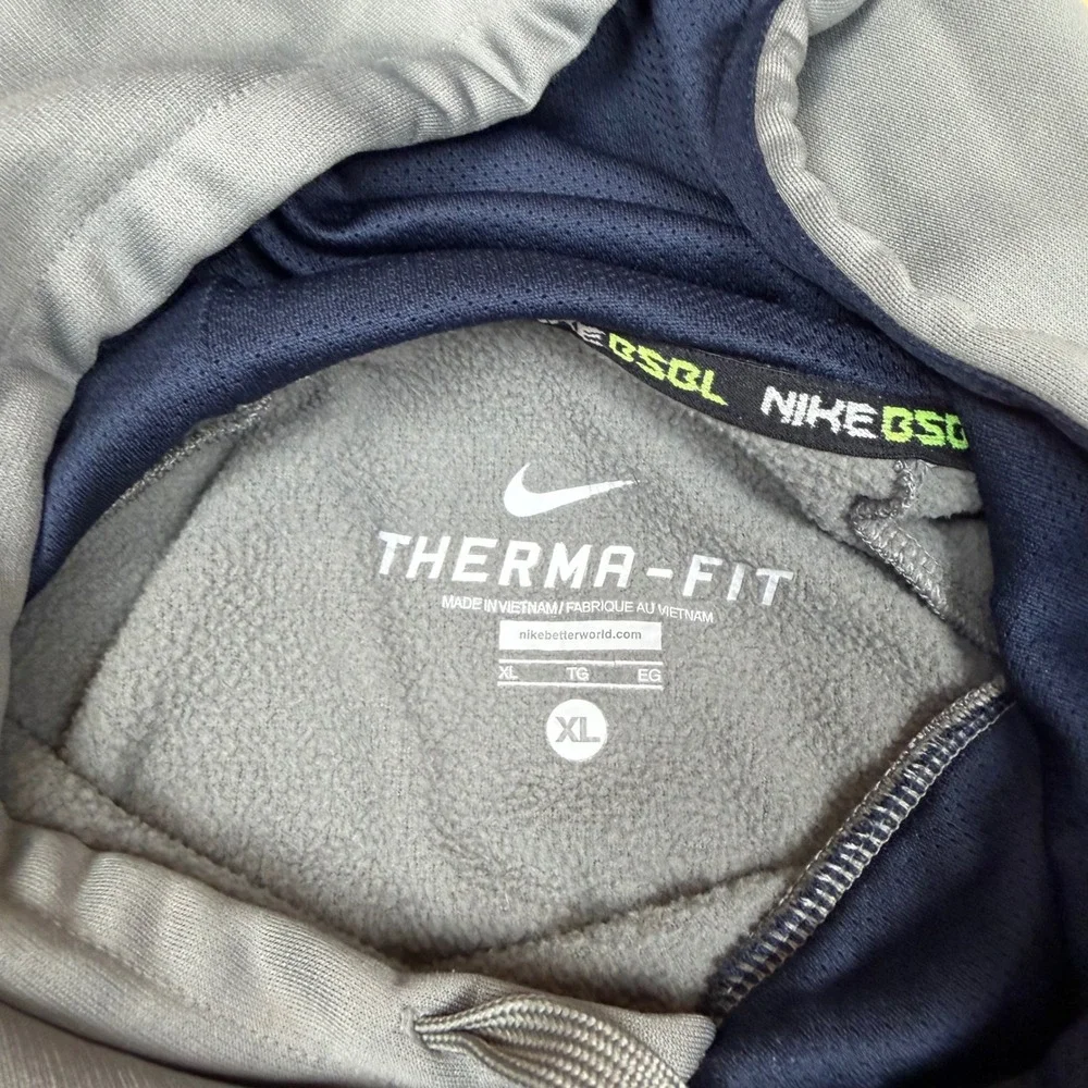 Nike BSBL Baseball Therma-FIT Hoodie Mens XL Gray Navy Blue Pullover Graphic